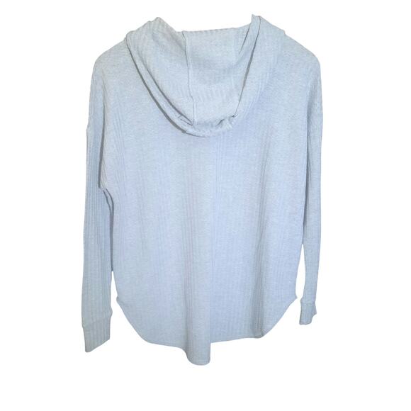 Chaser Womens Gray Drop Shoulder Waffle Thermal Shirtail Hem Hoodie Size Small - Picture 4 of 8